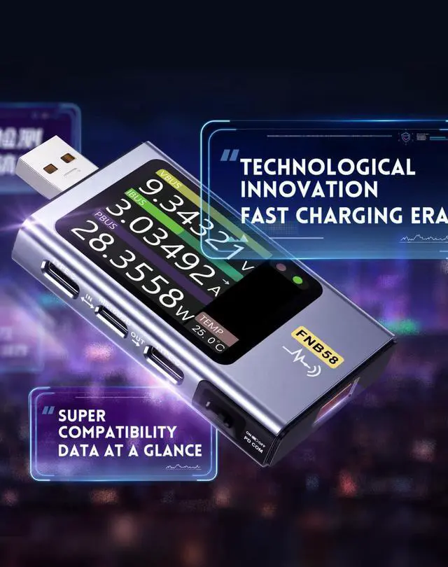 Alt view image 4 of 6 - USB Tester with Bluetooth, USB Power Multimeter 4-28V 7A LCD USB A&C Voltage Current Power Tester Fast Charge Detection Capacity Measurement, PD2.0/PD3.0,QC2.0/QC3.0