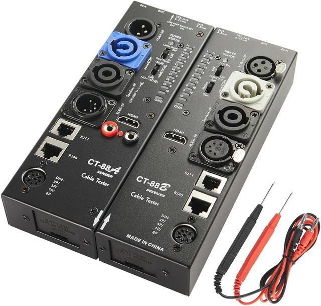 Alt view image 2 of 7 - 15-Plug Audio Cable Tester Line Finder Black 15-in-1 Cables Checker 10-Way Switch Wire Tracker with LED Indicators, Rectangular