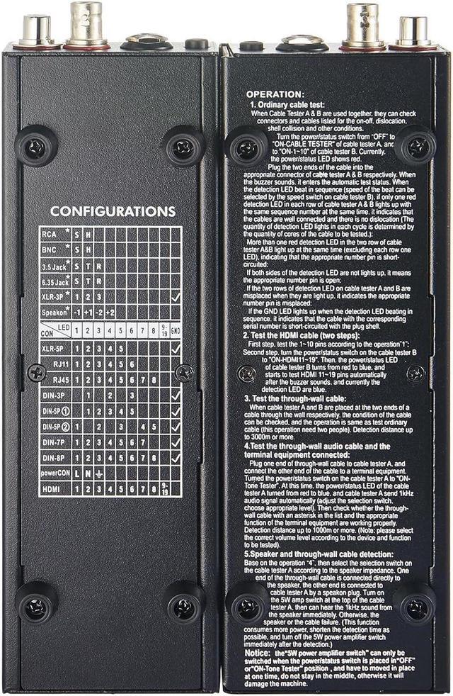 Alt view image 5 of 7 - 15-Plug Audio Cable Tester Line Finder Black 15-in-1 Cables Checker 10-Way Switch Wire Tracker with LED Indicators, Rectangular