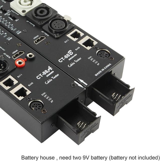 Alt view image 7 of 7 - 15-Plug Audio Cable Tester Line Finder Black 15-in-1 Cables Checker 10-Way Switch Wire Tracker with LED Indicators, Rectangular