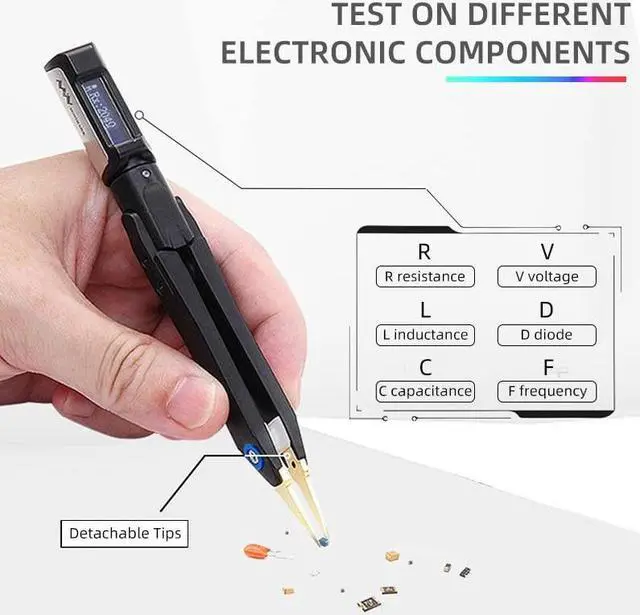 Alt view image 2 of 6 - DT71 Tweezer-Style LCR Meter, Digital Tweezer Tester, Electronic Component Analyzer, Tester for SMD/Resistor/Capacitor/Inductance/Voltage/Frequency/Diode, Automatic Component Recognition
