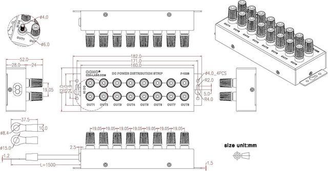 Alt view image 4 of 7 - 8 Outlet DC Power Distribution Strip (Without Cable)