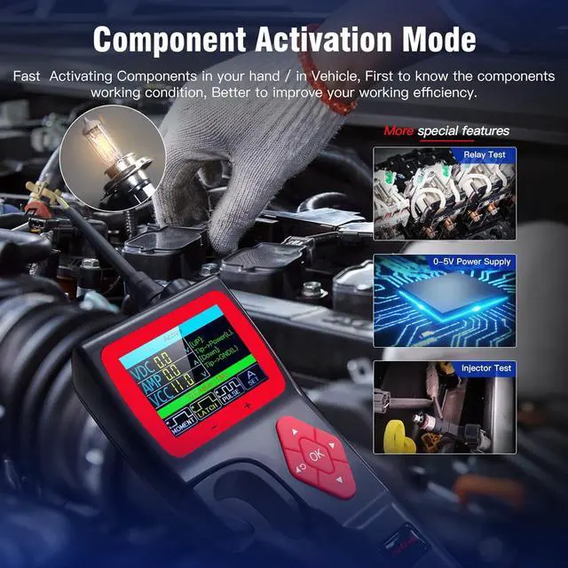 Alt view image 4 of 7 - P200 Power Circuit Probe Kit - Automotive Circuit Tester with 2024 Online Update, 9~30V Voltage Range, Multimeter, Relay Test, Fuel Injector Tester, Activating Component, Oscilloscope Mode