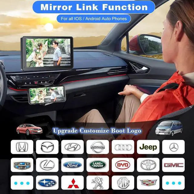 Alt view image 5 of 7 - Portable Newest Wireless  CarPlay and Android Auto Screen for Car, 7" HD Touch Screen Car Stereo with Mirror Link, Bluetooth 5.2, Backup Camera, AUX,FM Transmitter for All Vehicle