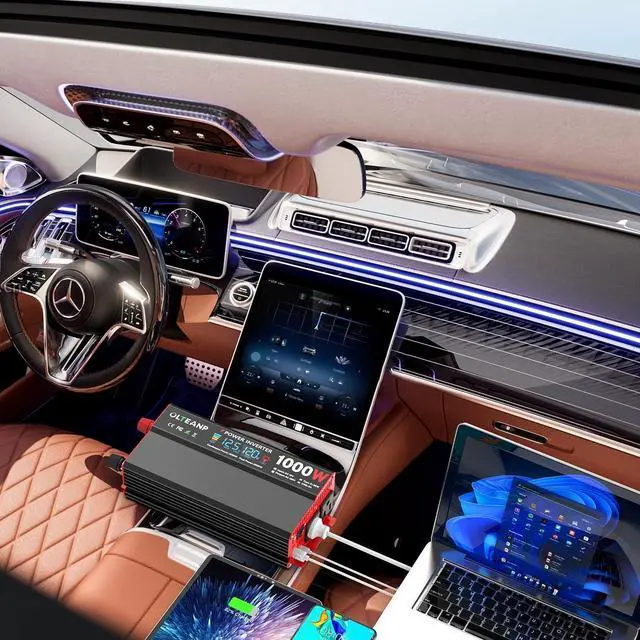 Alt view image 5 of 7 - 1000 Watt Power Inverter 12V DC to 110V/120V AC Car Inverter with LCD Screen Display, 2 AC Outlets, 36W Type-C Port, 5V/3A USB Port, Car Power Converter for Truck, Home, Vehicles, Laptop, Trip