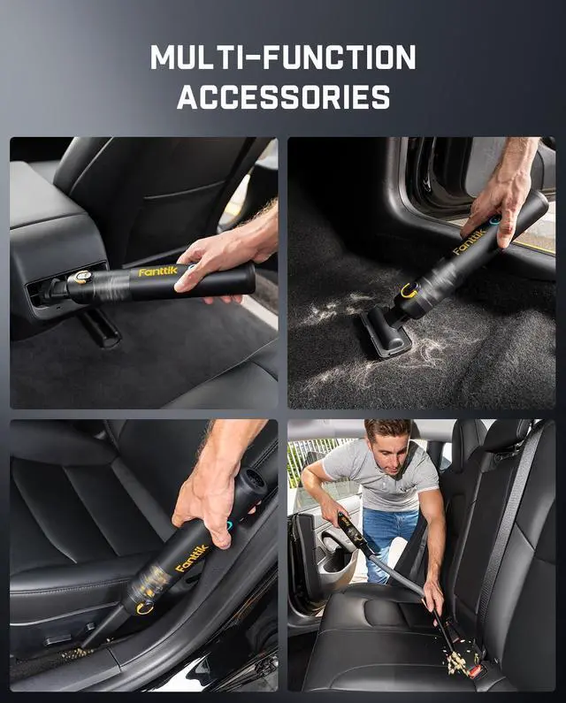 Alt view image 5 of 7 - Slim V8 APEX Car Vacuum, 4-in-1 Portable Mini Cordless Vacuum with 19000pa Suction Power, Type-C Charge, 2 Suction Modes, Handheld Vacuum for Car, Office Desk, Keyboards (Black)