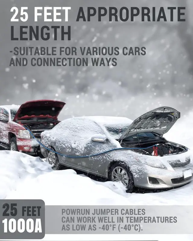 Alt view image 4 of 7 - P025 Jumper Cables for 12/24V Car Battery, 1000A Heavy Duty Booster Cables with Carrying Bag, Jumper Cables Kit for Vehicles with up to 8.0 L Gas and 6.0L Diesel Engines