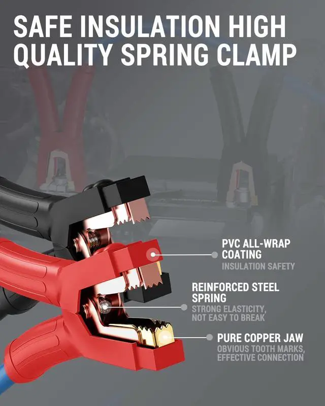 Alt view image 2 of 7 - P025 Jumper Cables for 12/24V Car Battery, 1000A Heavy Duty Booster Cables with Carrying Bag, Jumper Cables Kit for Vehicles with up to 8.0 L Gas and 6.0L Diesel Engines