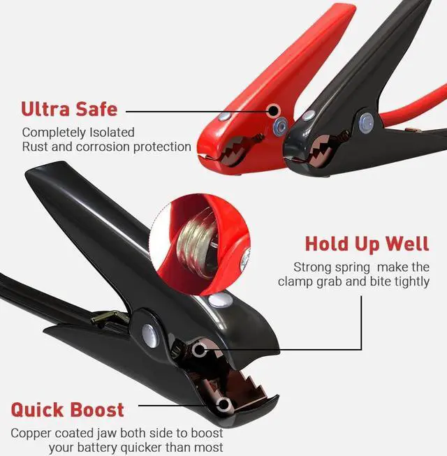 Alt view image 2 of 7 - Jumper Cables Heavy Duty, Booster Cables 1 Gauge 30Feet 900AMP Automotive Jumper Cables Kit for Car, SUV, and Trucks with Professional Clamps and Carrying Bag