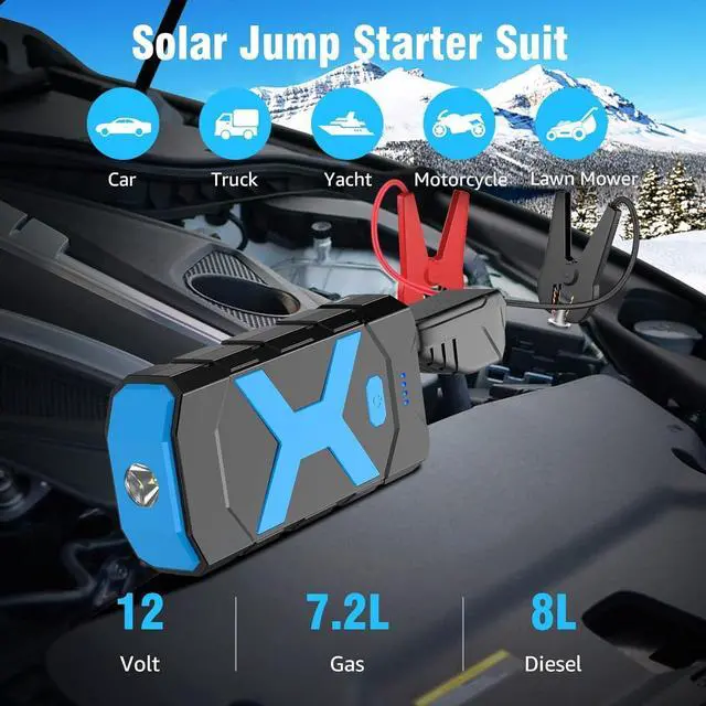 Alt view image 3 of 7 - Portable Car Jump Starter with Air Compressor, 3000A 150PSI Jumpe Starter Battery Pack, 12V Car Battery Booster Jump Box with USB 3.0 Display Screen LED Light and 4 Pumping Modes