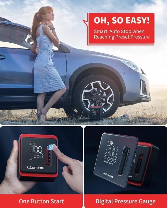 Alt view image 5 of 7 - CR1 Tire Inflator Portable Air Compressor, 3X Fast Inflation Portable Tire Inflator for Car, 150PSI Cordless Smart Air Pump for Car Tires w/Pressure Gauge, Auto Stop for Car, Bike, Ball, Motorcycle