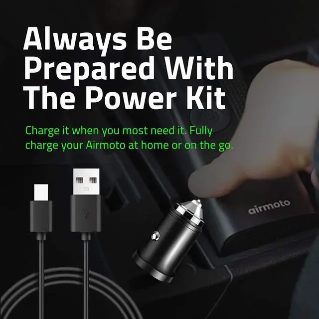 Alt view image 4 of 7 - Airmoto and Power Kit Bundle Deal - 1 bundle - Tire Inflator Portable Air Compressor with Power Kit for Charging at Home and on The Road - Cordless Air Pump for Car Tires, Motorcycle, Bicycle