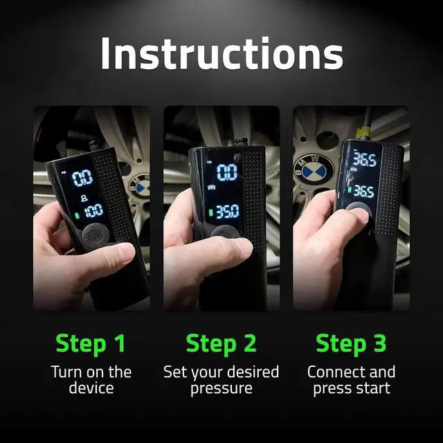 Alt view image 5 of 7 - Airmoto and Power Kit Bundle Deal - 1 bundle - Tire Inflator Portable Air Compressor with Power Kit for Charging at Home and on The Road - Cordless Air Pump for Car Tires, Motorcycle, Bicycle
