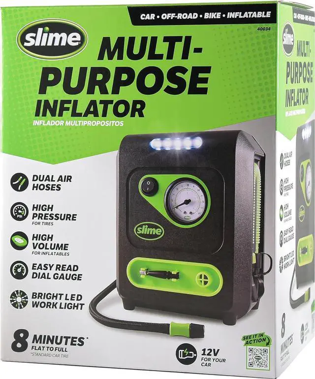 Alt view image 2 of 7 - 40052 Tire Inflator, Portable Car and Home Plug, SUV, 4x4 Air Compressor, Inflate Right automatic shut off, with Digital 99 psi Display, Dual Cord Storage, LED Light, 12V, 120V, 6 min inflation
