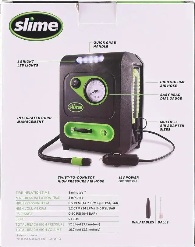 Alt view image 3 of 7 - 40052 Tire Inflator, Portable Car and Home Plug, SUV, 4x4 Air Compressor, Inflate Right automatic shut off, with Digital 99 psi Display, Dual Cord Storage, LED Light, 12V, 120V, 6 min inflation