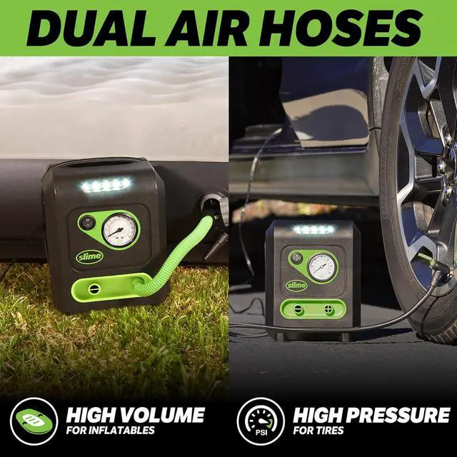 Alt view image 5 of 7 - 40052 Tire Inflator, Portable Car and Home Plug, SUV, 4x4 Air Compressor, Inflate Right automatic shut off, with Digital 99 psi Display, Dual Cord Storage, LED Light, 12V, 120V, 6 min inflation