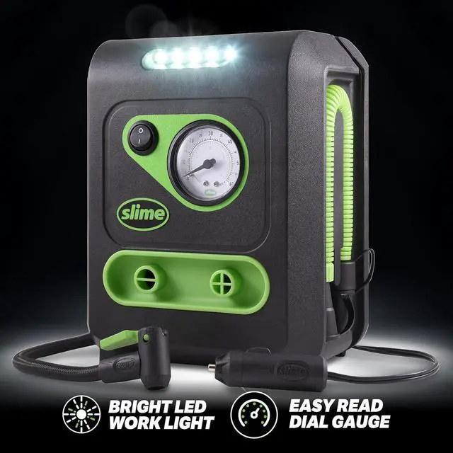 Alt view image 6 of 7 - 40052 Tire Inflator, Portable Car and Home Plug, SUV, 4x4 Air Compressor, Inflate Right automatic shut off, with Digital 99 psi Display, Dual Cord Storage, LED Light, 12V, 120V, 6 min inflation