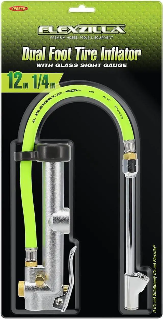 Alt view image 2 of 3 - Dual Foot Tire Inflator with 12" Hose Glass Sight Gauge (10 to 120 psi)