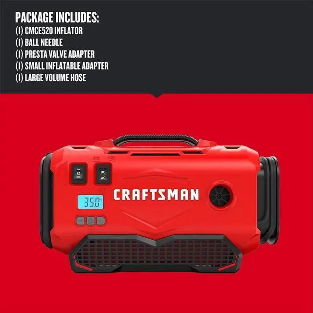 Alt view image 3 of 4 - V20 Tire Inflator, Portable Air Compressor, 3 Modes: Cordless, 120V Corded, and 12V Car Adapter, Air Pump, Battery Sold Separately (CMCE520B)