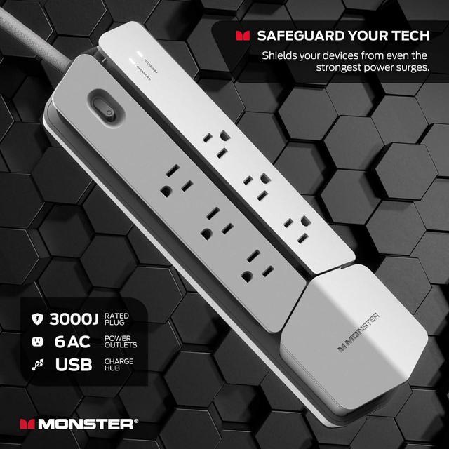 Alt view image 2 of 7 - Surge Protector with Detachable USB Power Strip , Surge Protector Power Strip - 6 AC Outlets, 2 USB-A Ports &1 USB-C Port