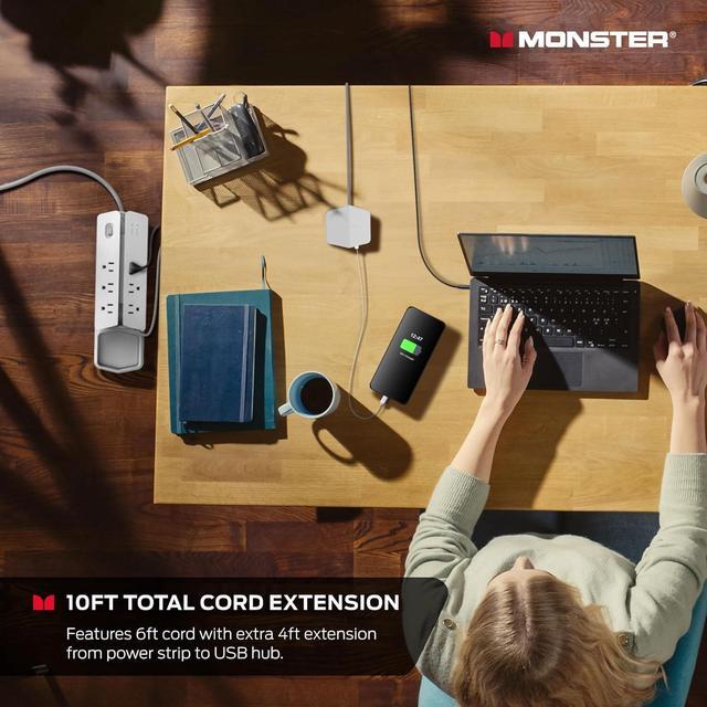 Alt view image 6 of 7 - Surge Protector with Detachable USB Power Strip , Surge Protector Power Strip - 6 AC Outlets, 2 USB-A Ports &1 USB-C Port