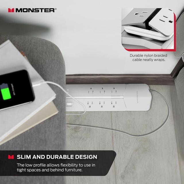 Alt view image 7 of 7 - Surge Protector with Detachable USB Power Strip , Surge Protector Power Strip - 6 AC Outlets, 2 USB-A Ports &1 USB-C Port