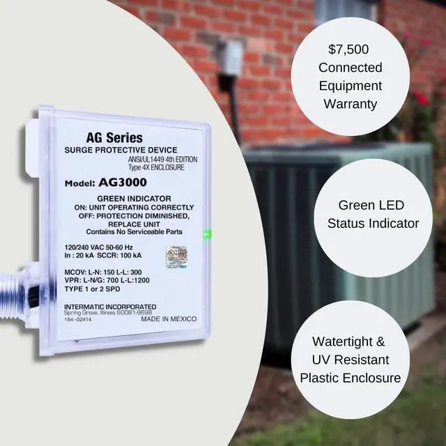 Alt view image 3 of 6 - AG3000 120/240 VAC Universal HVAC Surge Protective Device - Comprehensive Surge Protection, TPMOV Technology, Watertight Enclosure - UL Listed and Reliable  Pack of 1 By DT