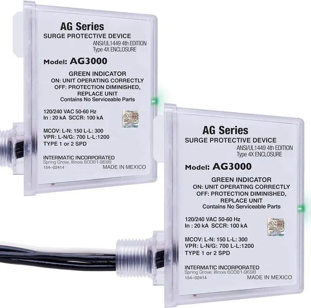 Alt view image 6 of 6 - AG3000 120/240 VAC Universal HVAC Surge Protective Device - Comprehensive Surge Protection, TPMOV Technology, Watertight Enclosure - UL Listed and Reliable  Pack of 1 By DT