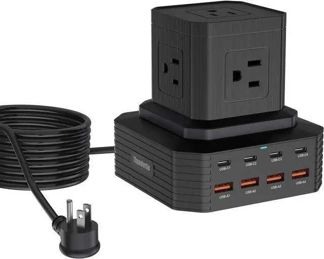 Main image of 13-in-1 USB C Charging Station 100W | Surge Protector Power Strip with 4 USB-C & 4 USB-A Ports, 5 AC Outlets | 6.6Ft Extension Cord for Home Office, Dorm, Travel (ETL Certified)
