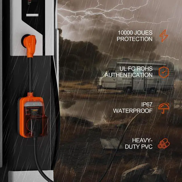 Alt view image 6 of 6 - Rv Surge Protector, 50amp Rv Circuit Analyzer, 12000 Joules Surge Guard Protection with Waterproof Cover, LED Display, rv Voltage Protector for Camper, Travel Trailers, Motorboat orange 30 AMP By DT