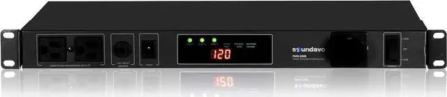Alt view image 2 of 3 - PMX-3300 Power Conditioner and Surge Sequencer 10 Protected Outlets and 3 Zones 15A with LED Voltmeter Display & Pullout Light (Grey) GRAY  By DT