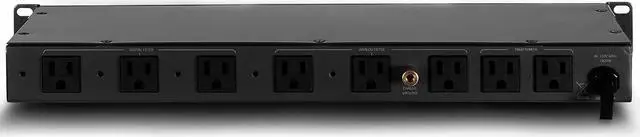 Alt view image 3 of 3 - PMX-3300 Power Conditioner and Surge Sequencer 10 Protected Outlets and 3 Zones 15A with LED Voltmeter Display & Pullout Light (Grey) GRAY  By DT