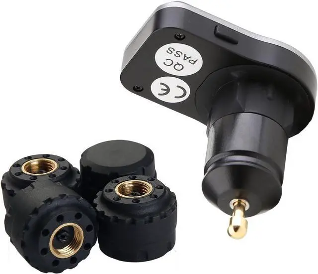 Alt view image 3 of 7 - Wireless Tire Pressure Monitoring System, Universal TPMS with Real-Time LCD Display, 5 Alarm Modes, 4 Advanced Waterproof Sensors, 2-Year Battery Life, Cigarette Lighter Plug, 0-6Bar/ 0-87PSI