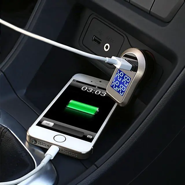Alt view image 5 of 7 - Wireless Tire Pressure Monitoring System, Universal TPMS with Real-Time LCD Display, 5 Alarm Modes, 4 Advanced Waterproof Sensors, 2-Year Battery Life, Cigarette Lighter Plug, 0-6Bar/ 0-87PSI