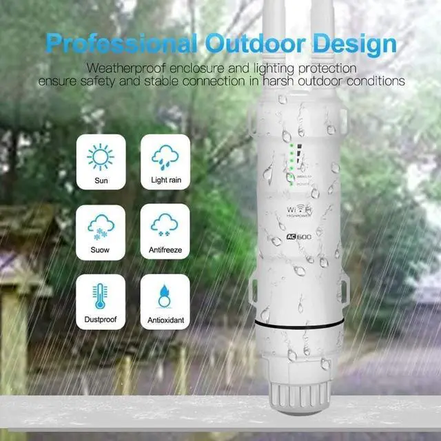 Alt view image 4 of 7 - Outdoor WiFi Access Point,WAVLINK WiFi Router Extender,AC600 High Power Dual Band 2.4+5G Wireless Router/AP/Wi-Fi Range Extender 3 in 1 Weatherproof with PoE for Courtyard,RV,Campsite