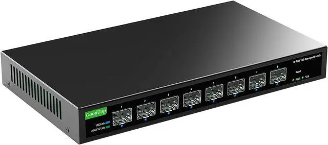 Main image of 8 Port 10Gb Smart Web Managed SFP+ Switch,10G Optical Easy Managed SFP+ Ethernet Switch,Metal Fanless Home Lab Network Switch with Link Aggregation/QoS/VLAN/DHCP Client