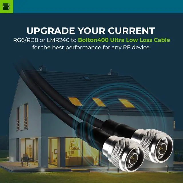 Alt view image 2 of 7 - Bolton400 -LMR®400 Equivalent Coaxial Cable 100ft - Heavy Duty Ultra Low Loss Coax Cable 50ohm - N Male to N Male - 100 feet Black - for Home and Commercial Signal Booster Installation