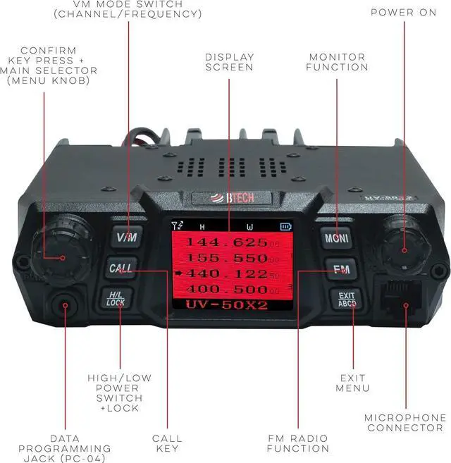 Alt view image 4 of 7 - UV-50X2 (Second Gen.) Mobile 50 Watt Dual Band Base, Mobile Radio: VHF, UHF Amateur (Ham)