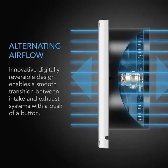 Alt view image 4 of 13 - Room to Room Fan 8, Two-Way Airflow Through-the-Wall Fan with Temperature Controller, Precise 10-Speed Quiet In-Wall Vent Fan for Kitchen, Laundry Room, and Workshops