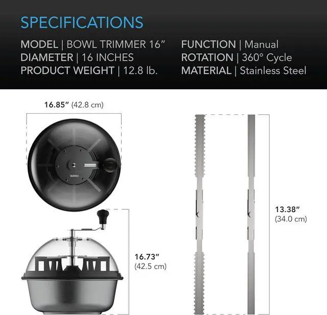 Alt view image 6 of 7 - Bud Leaf Bowl Trimmer 16", Clear Visibility Dome with Sharp Stainless Steel Blades, for Twist Spin Cutting Leaves, Buds, Flowers, Hydroponics Plants
