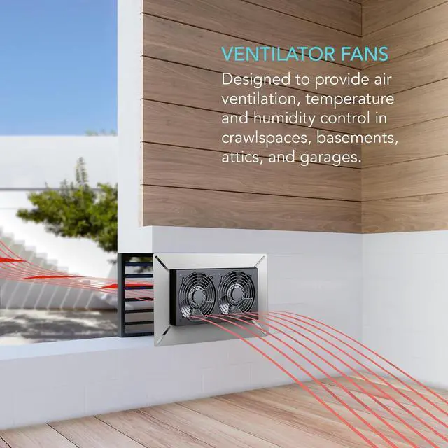 Alt view image 2 of 7 - AIRTITAN T7, Ventilation Exhaust Fan 12" with WiFi Temperature Humidity Controller, EC Motor for Crawl Spaces, Basements, and Garages