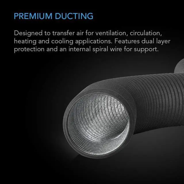Alt view image 2 of 6 - Flexible 12-Inch Aluminum Ducting, Heavy-Duty Four-Layer Protection, 25-Feet Long for Heating Cooling Ventilation and Exhaust