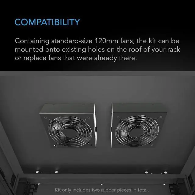Alt view image 5 of 7 - Rack ROOF Fan KIT, Quiet Dual-Fans with Speed Controller, for Cooling AV, Home Theater, Network 19 Racks