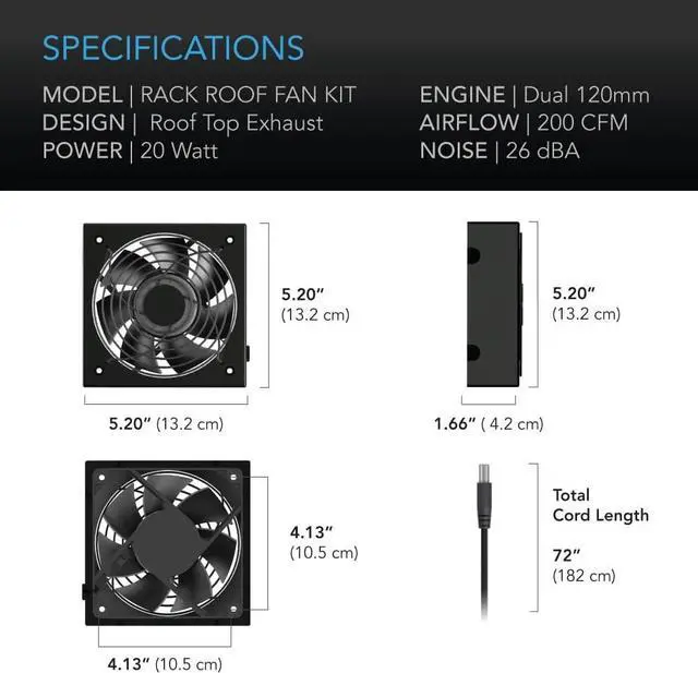 Alt view image 6 of 7 - Rack ROOF Fan KIT, Quiet Dual-Fans with Speed Controller, for Cooling AV, Home Theater, Network 19 Racks