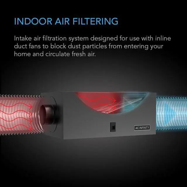 Alt view image 2 of 6 - Inline Filter Box 6" with High Efficacy Filter, Whole House HVAC Filtration Kit, Fits 6-Inch Inline Duct Fans for Fresh Air Intake and Ventilation