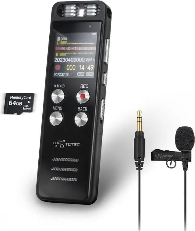 Main image of 96GB Digital Voice Recorder with 7000 Hours Recording Capacity, Audio Noise Reduction, Sound Tape Recorder with Playback, Clip-on Mic Dictaphone for Meeting, Lecture
