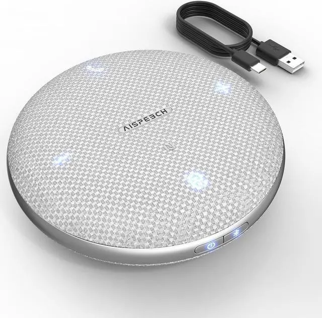 Main image of M4 Bluetooth Speakerphone Conference Microphone with AI Noise Reduction Full-Duplex AI Transcription USB Speakerphone 360° Voice Pickup Conference Speaker Home Office for Teams/Zoom, Black