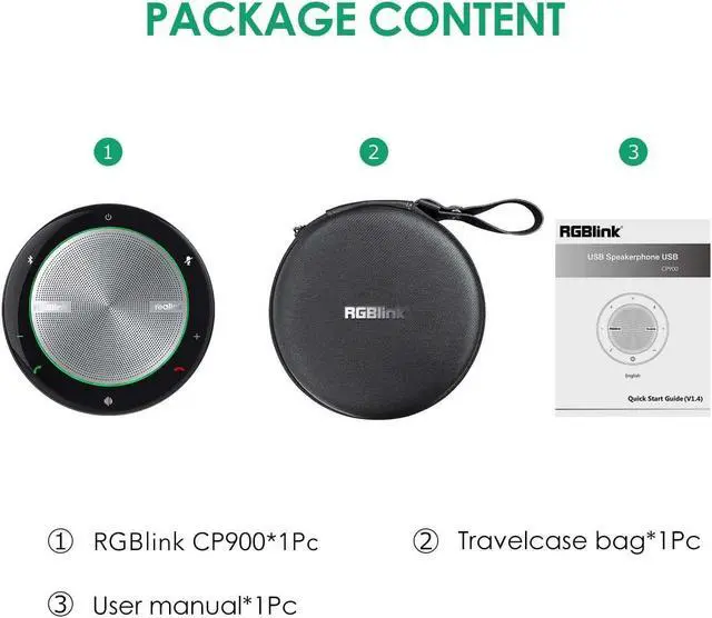 Alt view image 6 of 6 - RGBlink Bluetooth Speakerphone Conference Speakerphone with Microphone USB Speakerphone Wireless Enhanced Noise Reduction Algorithm Home Office 360° Voice Pickup CP900 Teams Certified