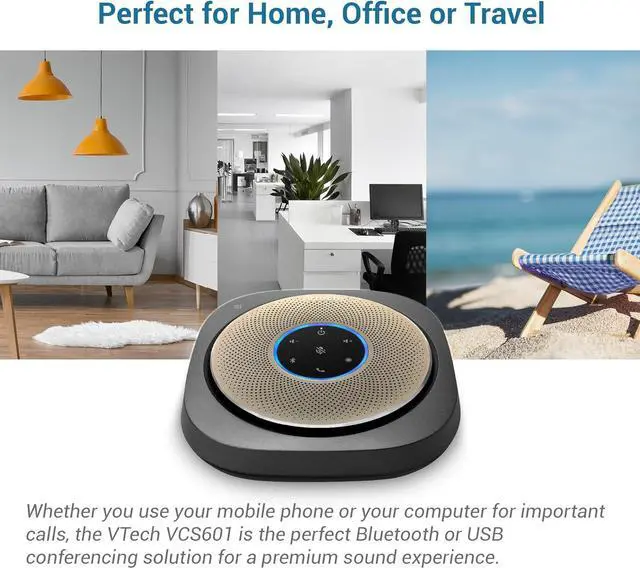 Alt view image 2 of 7 - VCS601-2 Bluetooth Conference Speakerphone - 360° Premium Voice Pickup with 6 Microphones, Smart NFC Connect, 24H Call Time with HD Audio, Reverse Charging USB C, Voice Assistant, Home Office