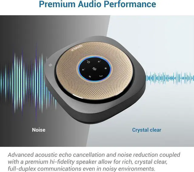 Alt view image 3 of 7 - VCS601-2 Bluetooth Conference Speakerphone - 360° Premium Voice Pickup with 6 Microphones, Smart NFC Connect, 24H Call Time with HD Audio, Reverse Charging USB C, Voice Assistant, Home Office